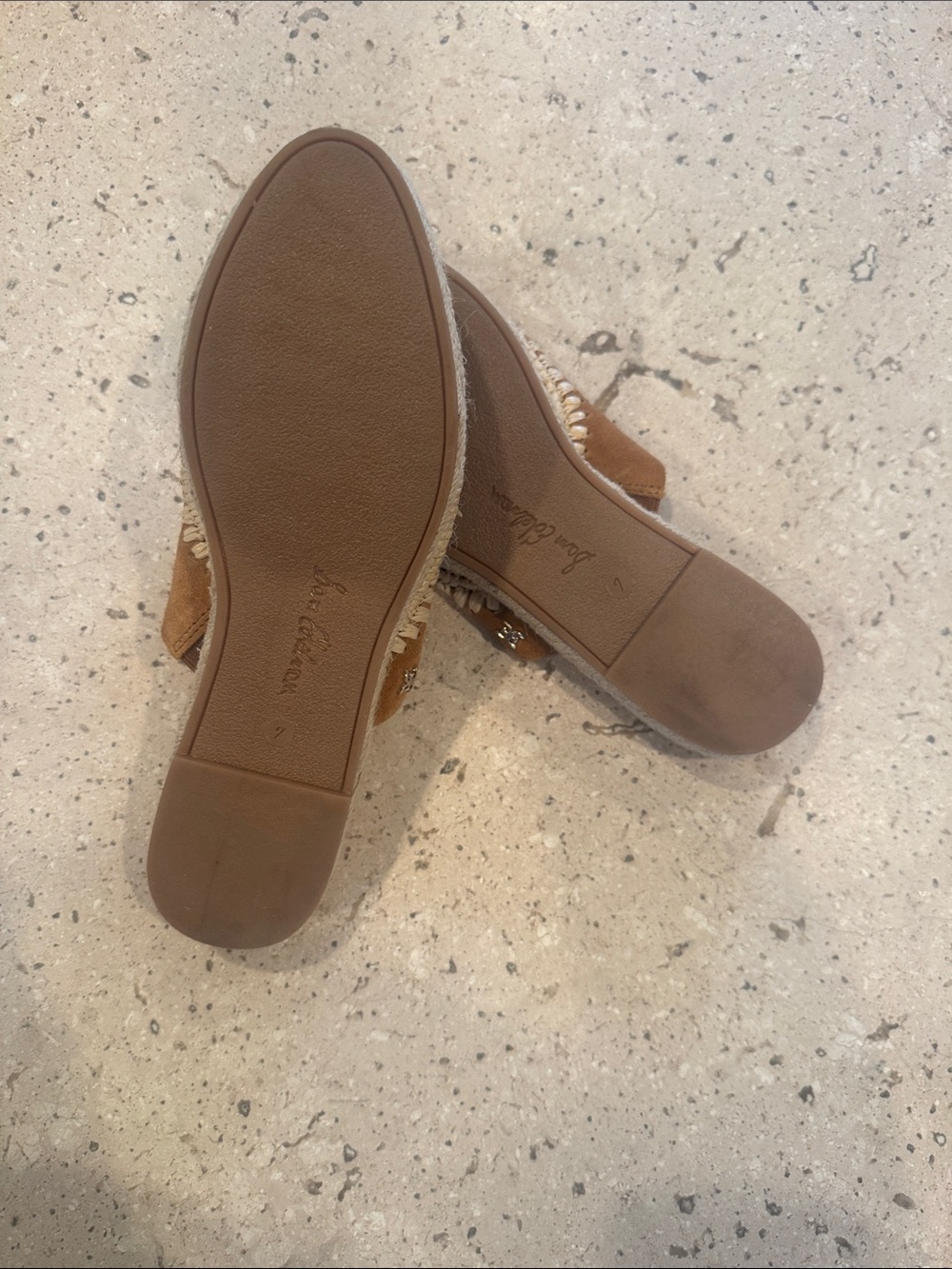 Sam Edelman Tan Suede Espadrille-Trim Slip-On Mules - Picture 3 of 3